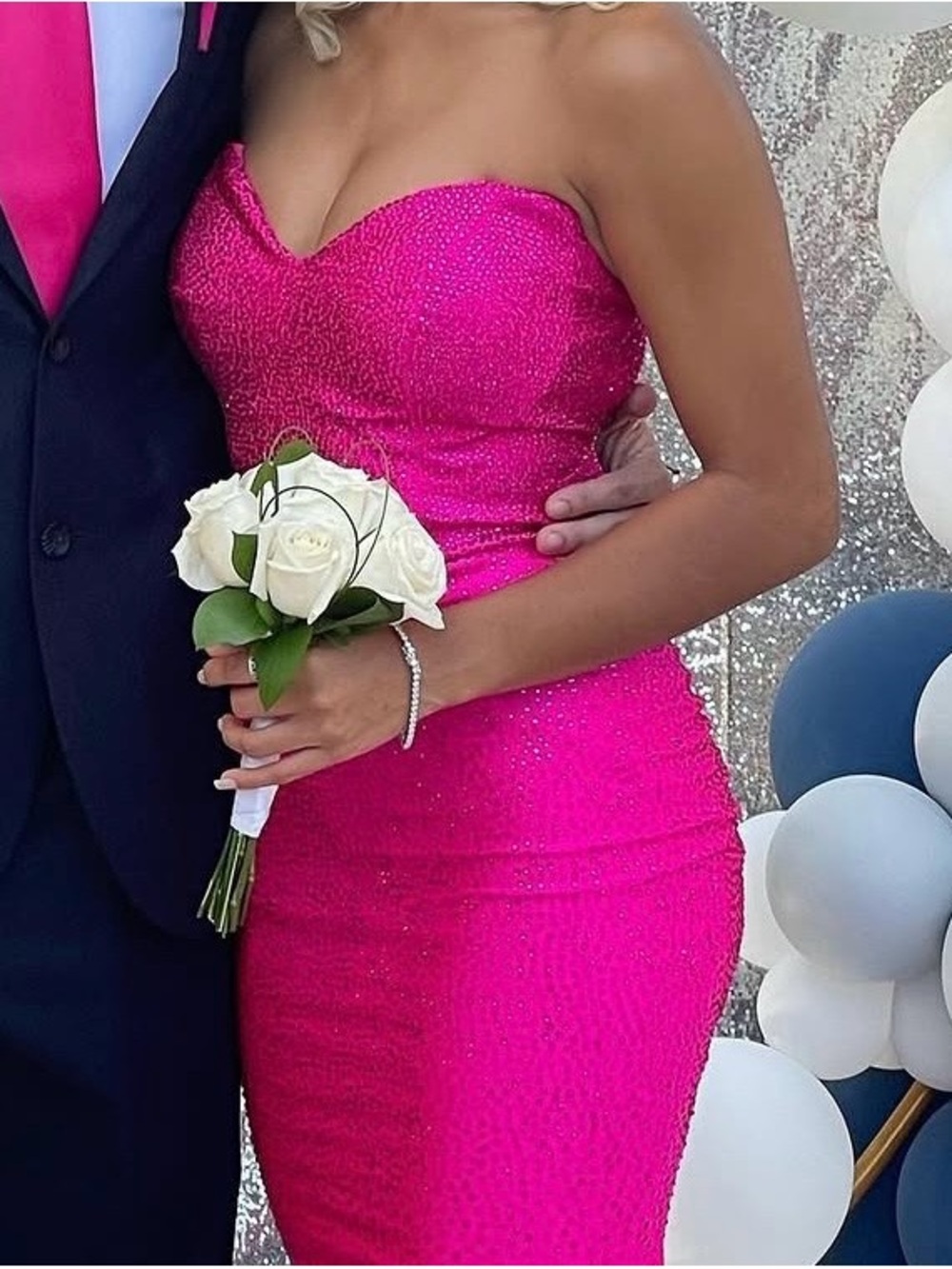 Strapless Fuchsia Sequin Bodycon Dress